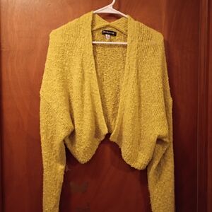 Urban Outfitters Cowl Neck Yellow Gold Open-Front Cardigan